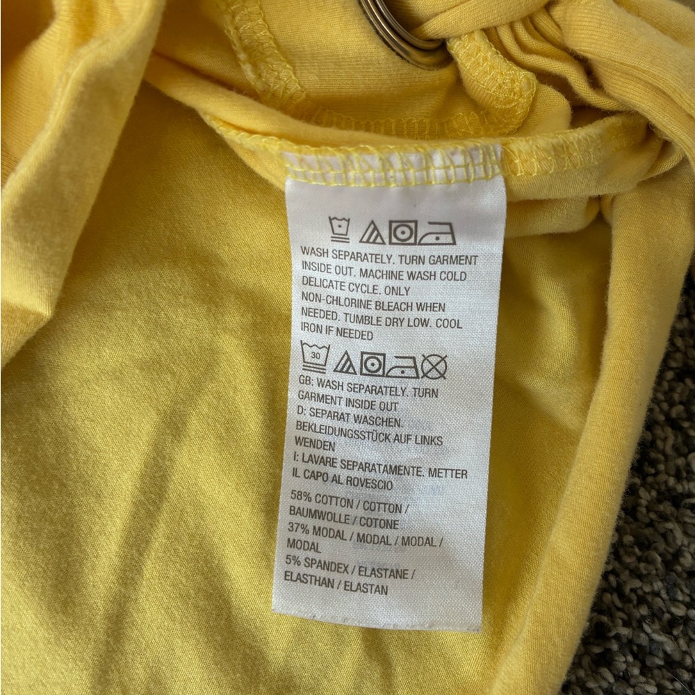 Belle by Kim Gravel Bright Yellow Side Tie Hem Tee, Size Medium - Picture 6 of 15